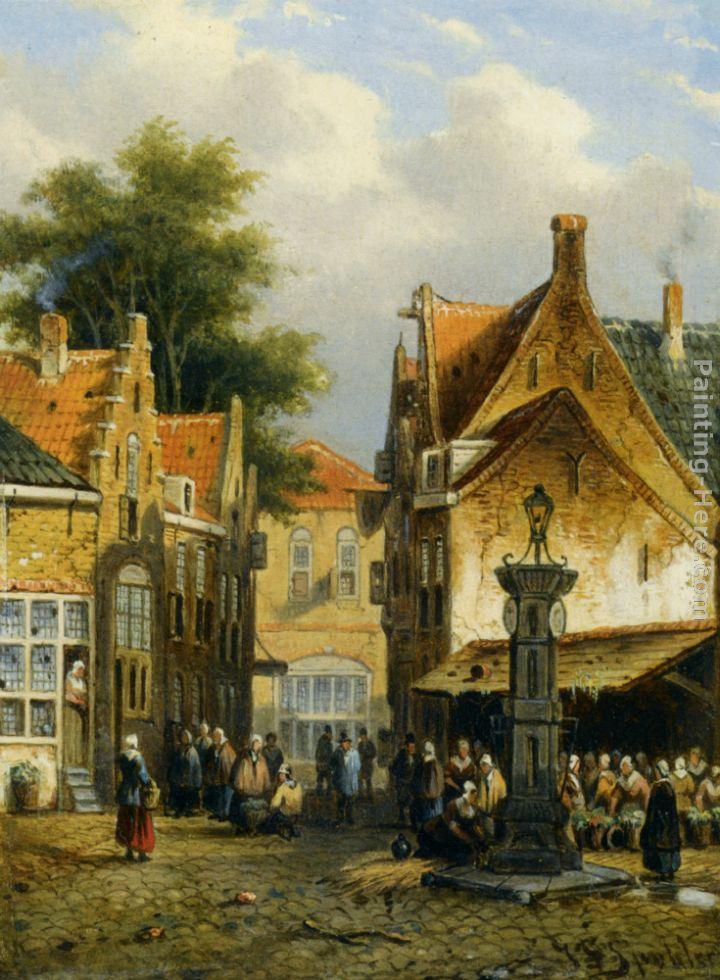 Johannes Franciscus Spohler Market in a Town Square